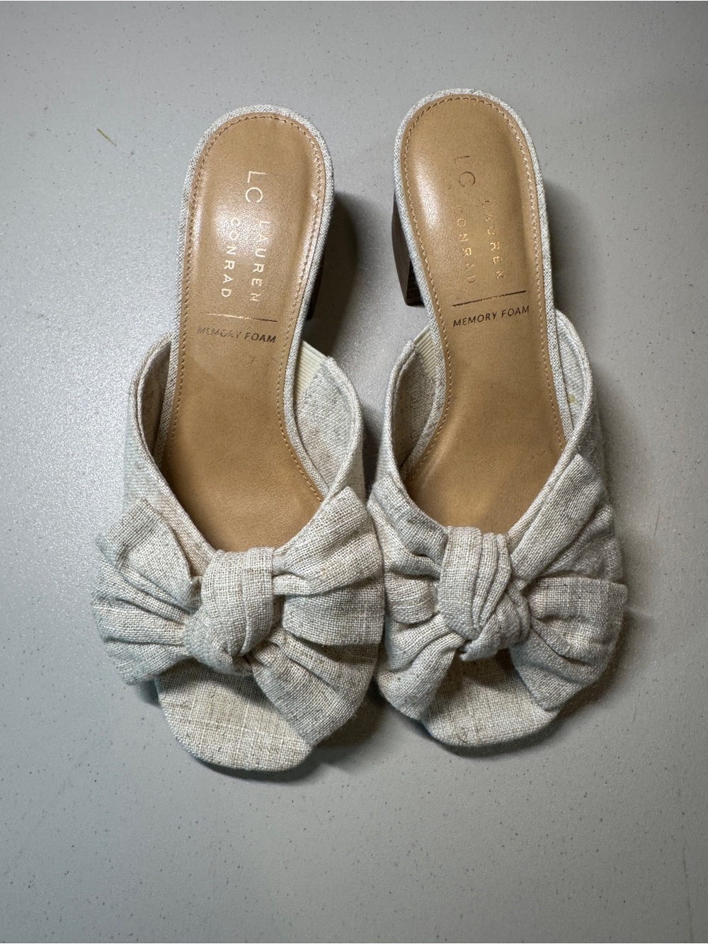 LC Lauren Conrad Light Cream Knot Slide Mules